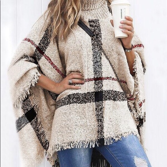 Ellezarra burberry lattice cloak poncho sweater Clearance